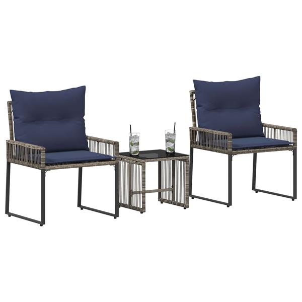 Grote foto vidaxl buitenmeubelset 7 pcs grijs en marineblauw poly rattan tuin en terras tuinmeubelen