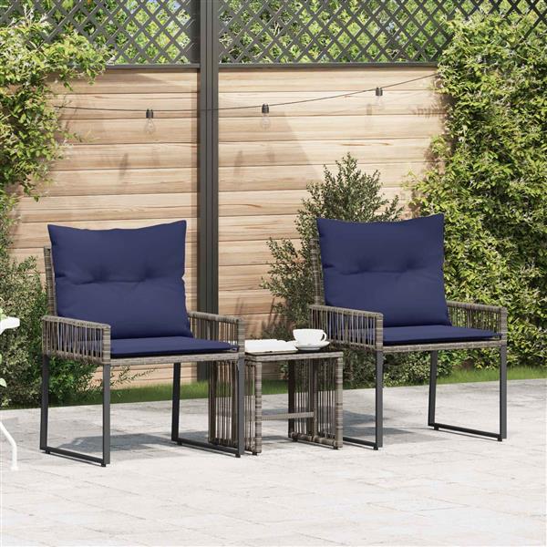 Grote foto vidaxl buitenmeubelset 7 pcs grijs en marineblauw poly rattan tuin en terras tuinmeubelen