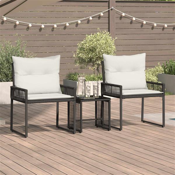 Grote foto vidaxl buitenmeubelset met kussen 7 pcs zwart en cream wit poly rattan tuin en terras tuinmeubelen