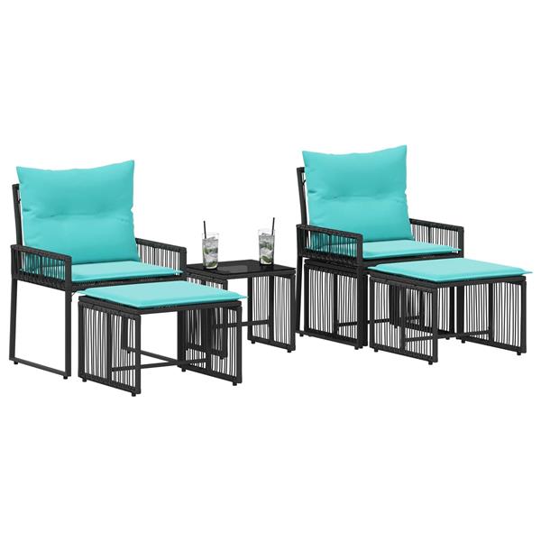 Grote foto vidaxl buitenmeubelset 11 pcs zwart en turquoise poly rattan tuin en terras tuinmeubelen