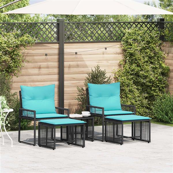 Grote foto vidaxl buitenmeubelset 11 pcs zwart en turquoise poly rattan tuin en terras tuinmeubelen
