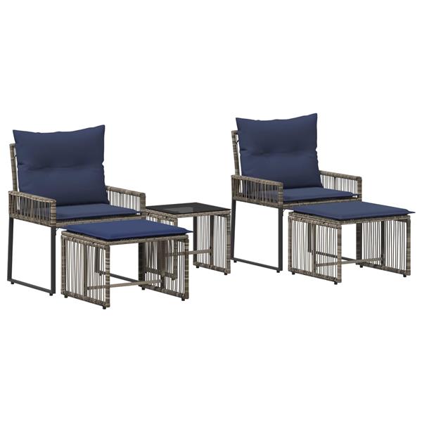 Grote foto vidaxl buitenmeubelset 11 pcs grijs en marineblauw poly rattan tuin en terras tuinmeubelen