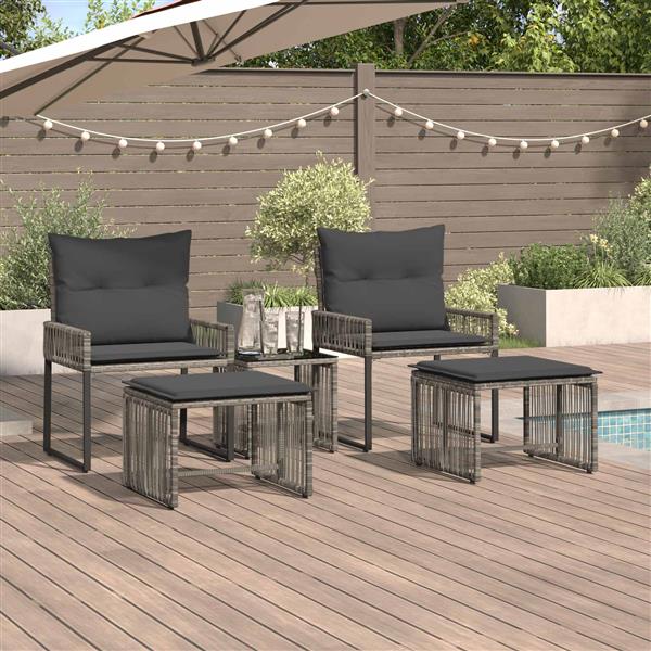 Grote foto vidaxl buitenmeubelset 11 pcs grijs en donkergrijs poly rattan tuin en terras tuinmeubelen