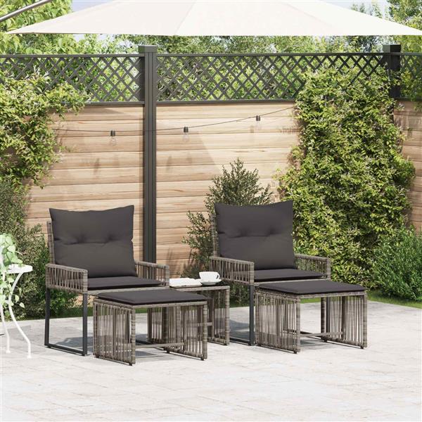 Grote foto vidaxl buitenmeubelset 11 pcs grijs en donkergrijs poly rattan tuin en terras tuinmeubelen