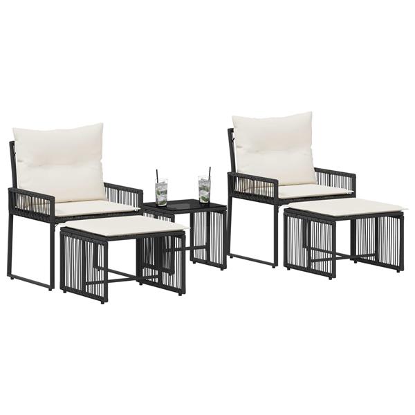 Grote foto vidaxl buitenmeubelset 11 pcs zwart en cream wit poly rattan tuin en terras tuinmeubelen
