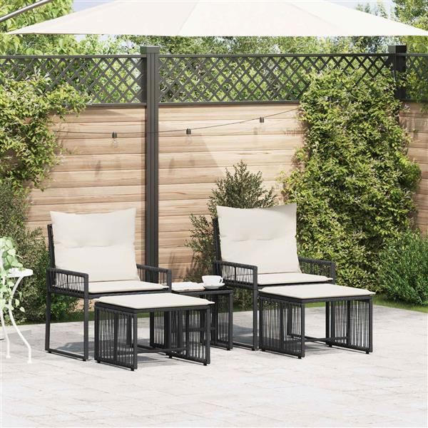 Grote foto vidaxl buitenmeubelset 11 pcs zwart en cream wit poly rattan tuin en terras tuinmeubelen