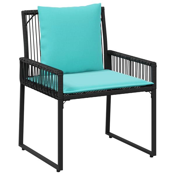 Grote foto vidaxl buitenmeubelset met kussen 9 pcs zwart en turquoise poly rattan tuin en terras tuinmeubelen