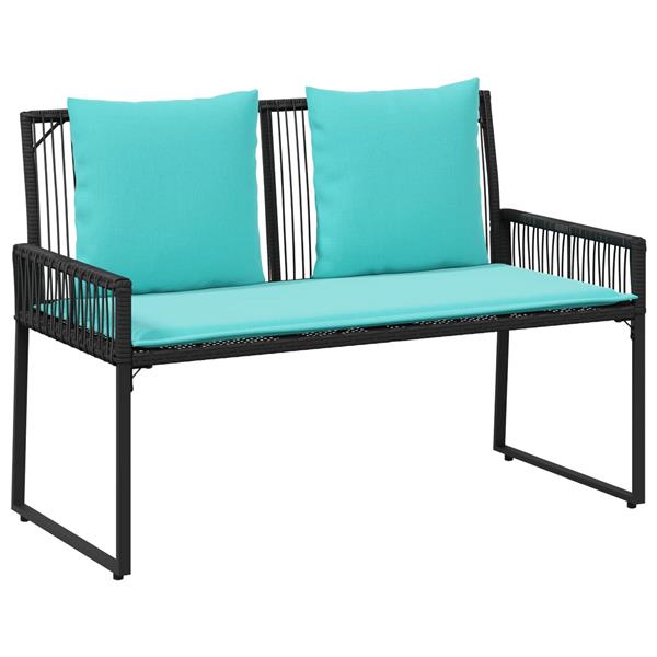 Grote foto vidaxl buitenmeubelset met kussen 9 pcs zwart en turquoise poly rattan tuin en terras tuinmeubelen