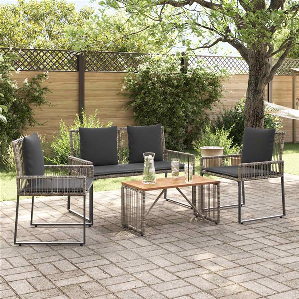 Grote foto vidaxl buitenmeubelset 9 pcs grijs en donkergrijs poly rattan tuin en terras tuinmeubelen