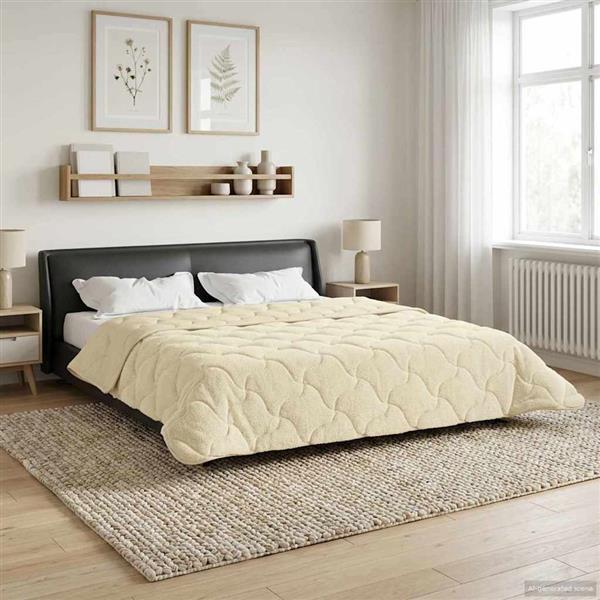 Grote foto vidaxl winter dekbed cr me 240 x 260 cm microfiber en teddy fleece huis en inrichting bedden