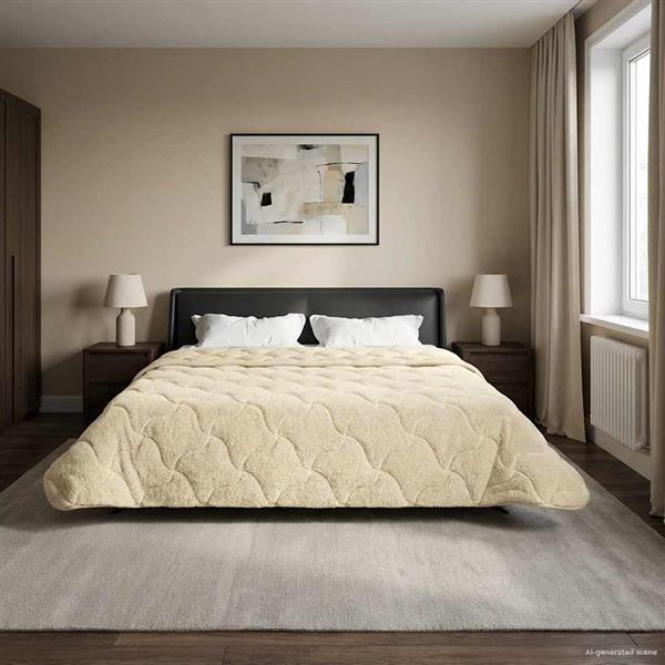 Grote foto vidaxl winter dekbed cr me 200 x 220 cm microfiber en teddy fleece huis en inrichting bedden