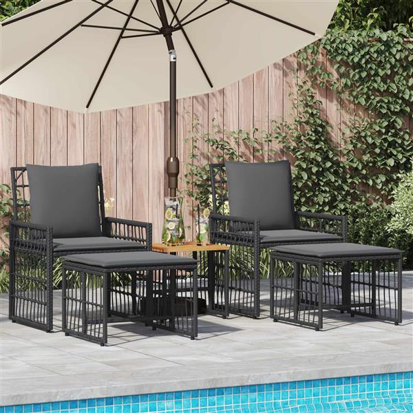 Grote foto vidaxl buitenmeubelset 5 pcs zwart en donkergrijs staal en poly rattan tuin en terras tuinmeubelen