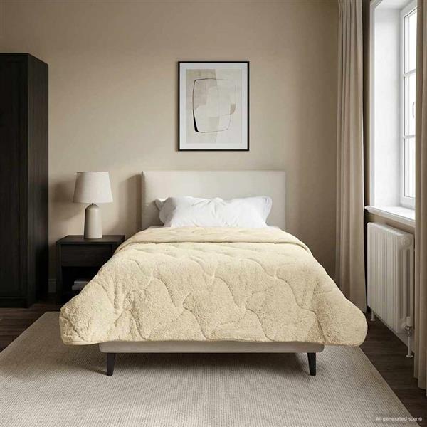 Grote foto vidaxl winter dekbed cr me 140 x 220 cm microfiber en teddy fleece huis en inrichting bedden