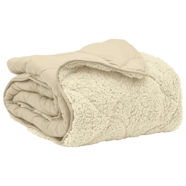 Grote foto vidaxl winter dekbed cr me 140 x 220 cm microfiber en teddy fleece huis en inrichting bedden