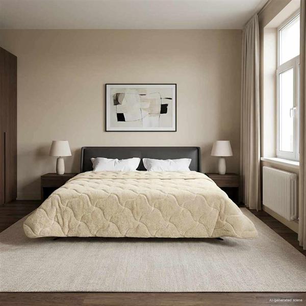 Grote foto vidaxl winter dekbed cr me 200 x 240 cm microfiber en teddy fleece huis en inrichting bedden