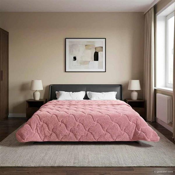 Grote foto vidaxl winter dekbed roze 240 x 260 cm microfiber en teddy fleece huis en inrichting bedden