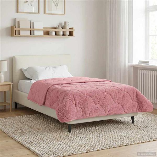 Grote foto vidaxl winter dekbed roze 135 x 200 cm microfiber en teddy fleece huis en inrichting bedden