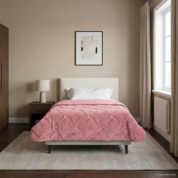 Grote foto vidaxl winter dekbed roze 135 x 200 cm microfiber en teddy fleece huis en inrichting bedden