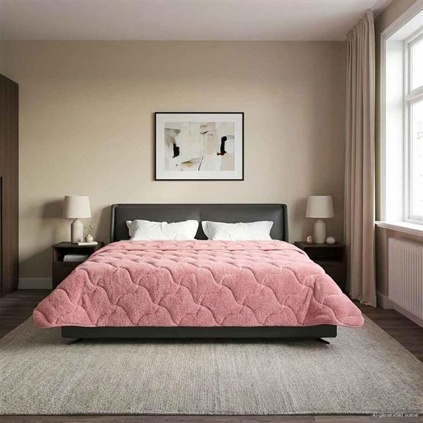 Grote foto vidaxl winter dekbed roze 200 x 240 cm microfiber en teddy fleece huis en inrichting bedden