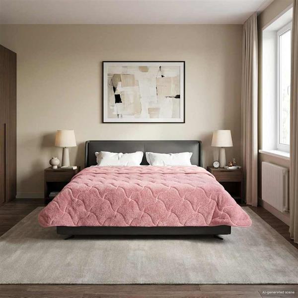 Grote foto vidaxl winter dekbed roze 200 x 200 cm microfiber en teddy fleece huis en inrichting bedden