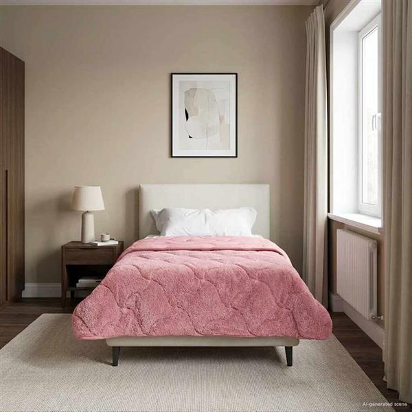 Grote foto vidaxl winter dekbed roze 140 x 220 cm microfiber en teddy fleece huis en inrichting bedden