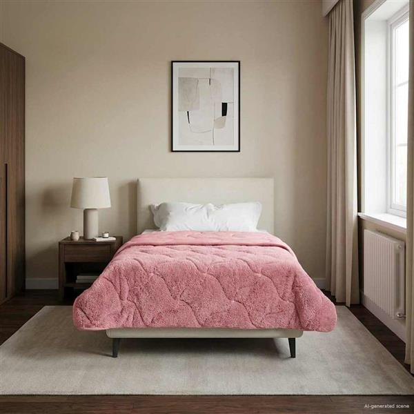 Grote foto vidaxl winter dekbed roze 135 x 200 cm microfiber en teddy fleece huis en inrichting bedden