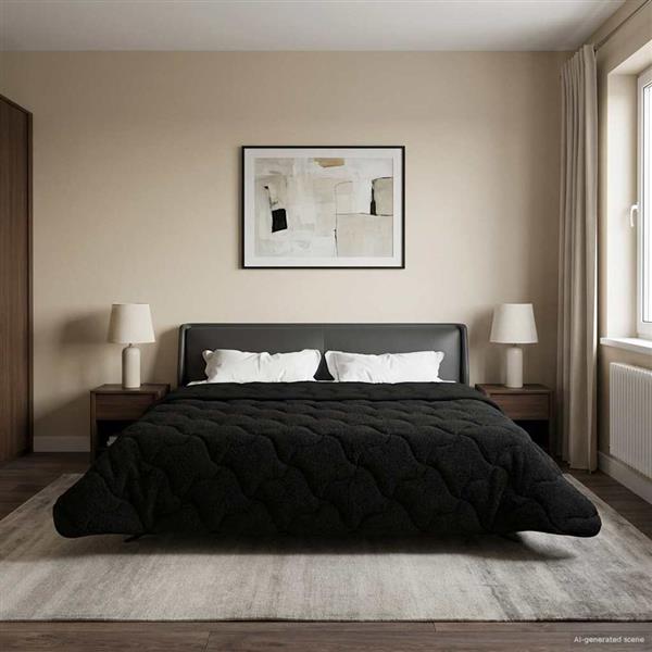 Grote foto vidaxl winter dekbed zwart 220 x 260 cm microfiber en teddy fleece huis en inrichting bedden