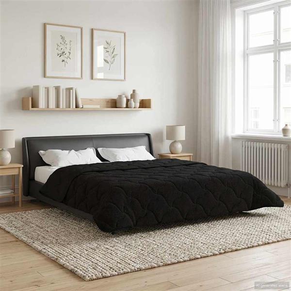 Grote foto vidaxl winter dekbed zwart 220 x 240 cm microfiber en teddy fleece huis en inrichting bedden