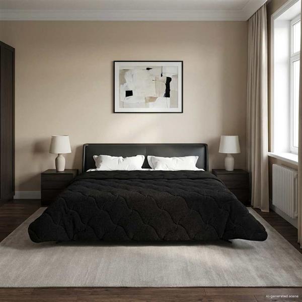 Grote foto vidaxl winter dekbed zwart 200 x 240 cm microfiber en teddy fleece huis en inrichting bedden