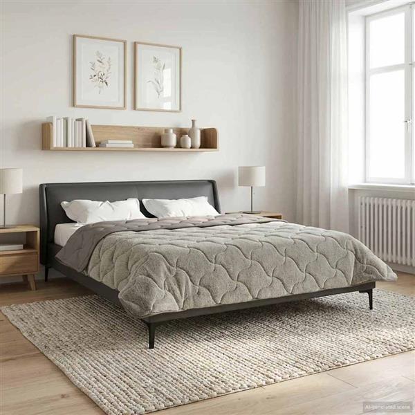 Grote foto vidaxl winter dekbed gekwilt lichtgrijs 200 x 220 cm huis en inrichting bedden