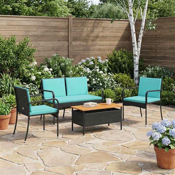 Grote foto vidaxl tuin set met kussen staal tuin en terras tuinmeubelen