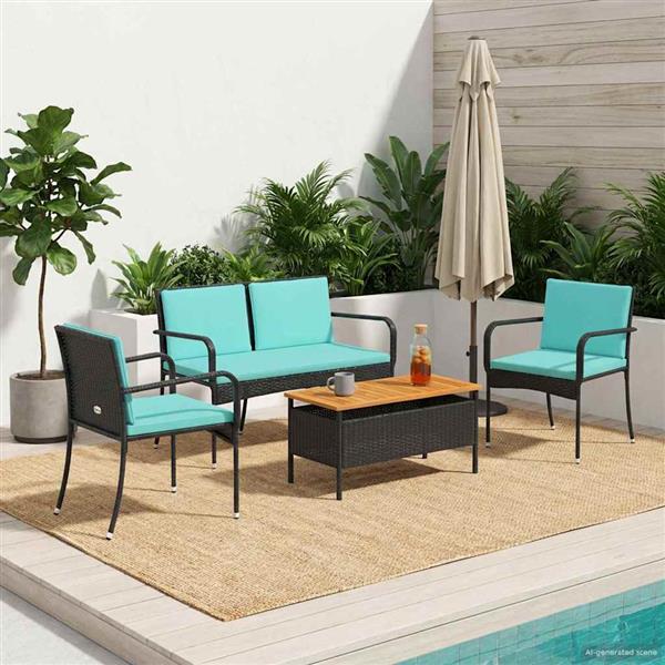 Grote foto vidaxl tuin set met kussen staal tuin en terras tuinmeubelen