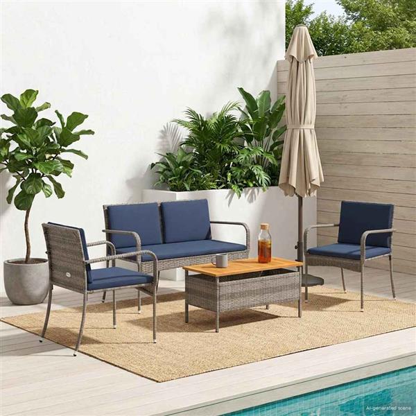 Grote foto vidaxl tuin set met kussen staal tuin en terras tuinmeubelen