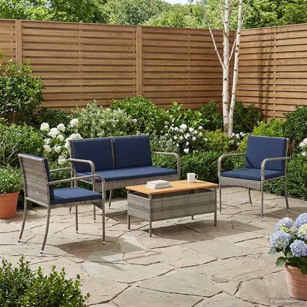 Grote foto vidaxl tuin set met kussen staal tuin en terras tuinmeubelen