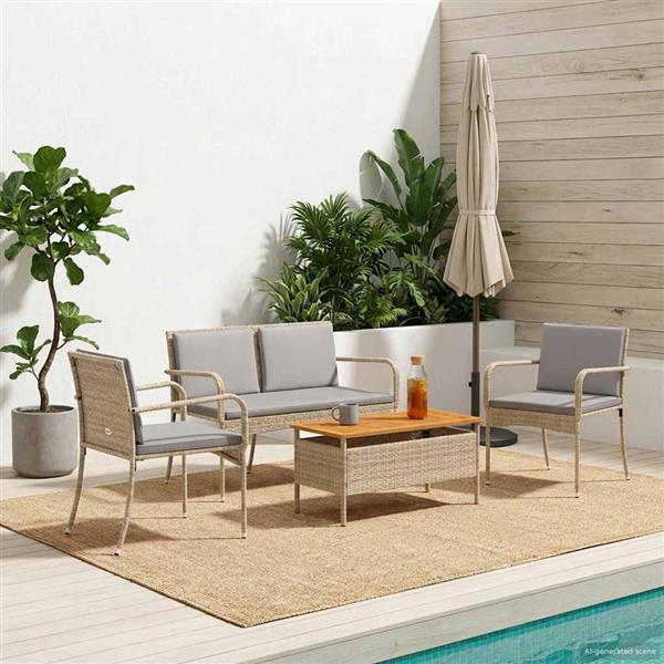 Grote foto vidaxl tuin set met kussen staal tuin en terras tuinmeubelen