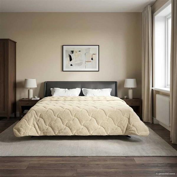 Grote foto vidaxl vol jaar dekbed cr me 200 x 220 cm microfiber en teddy fleece huis en inrichting bedden