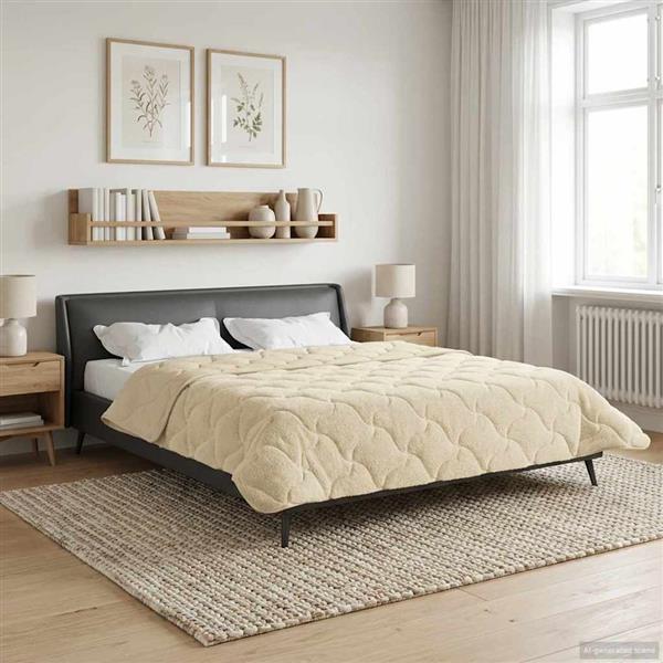 Grote foto vidaxl vol jaar dekbed cr me 200 x 220 cm microfiber en teddy fleece huis en inrichting bedden