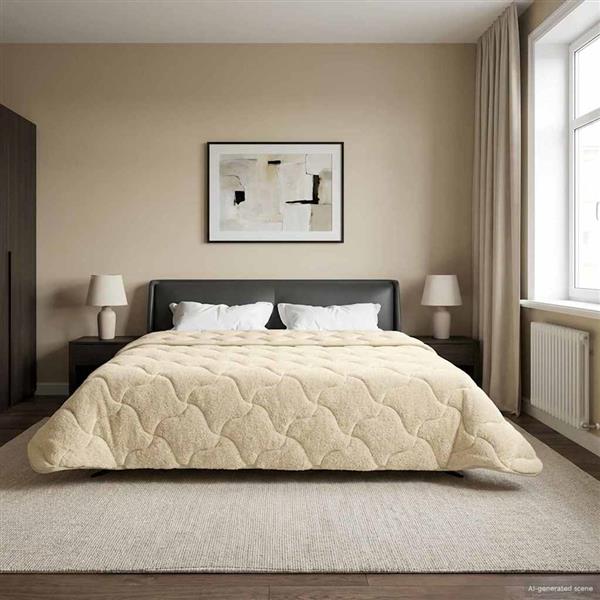 Grote foto vidaxl vol jaar dekbed cr me 200 x 240 cm microfiber en teddy fleece huis en inrichting bedden