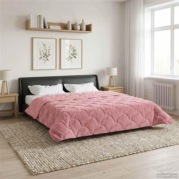 Grote foto vidaxl vol jaar dekbed roze 220 x 260 cm microfiber en teddy fleece huis en inrichting bedden