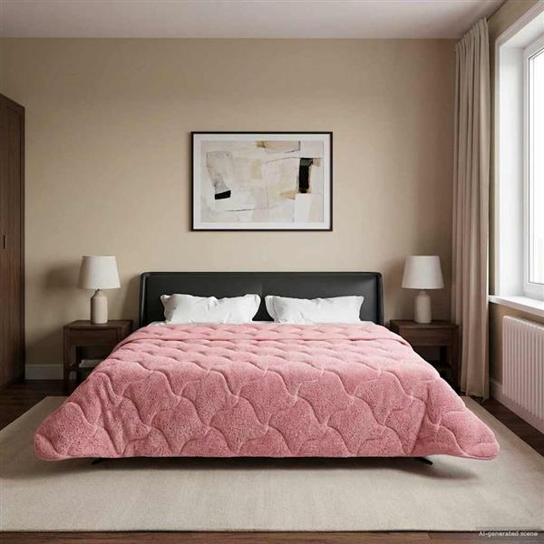 Grote foto vidaxl vol jaar dekbed roze 220 x 260 cm microfiber en teddy fleece huis en inrichting bedden