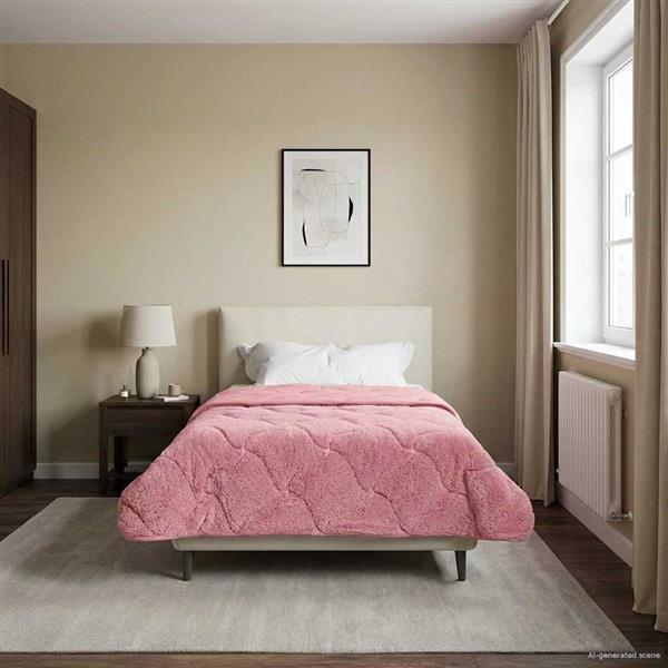 Grote foto vidaxl vol jaar dekbed roze 135 x 200 cm microfiber en teddy fleece huis en inrichting bedden