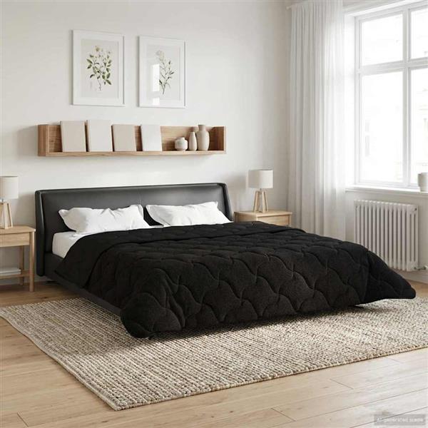 Grote foto vidaxl vol jaar dekbed zwart 220 x 260 cm microfiber en teddy fleece huis en inrichting bedden