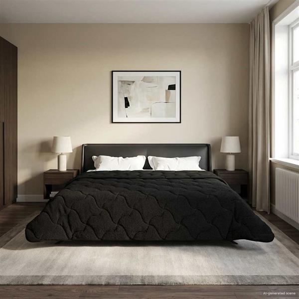 Grote foto vidaxl vol jaar dekbed zwart 220 x 260 cm microfiber en teddy fleece huis en inrichting bedden