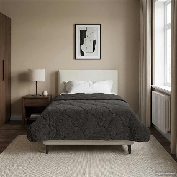 Grote foto vidaxl vol jaar dekbed gekwilt antraciet 140 x 220 cm huis en inrichting bedden