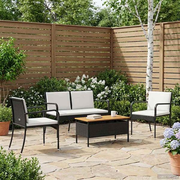 Grote foto vidaxl tuin set met kussen staal tuin en terras tuinmeubelen