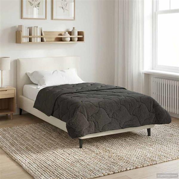 Grote foto vidaxl vol jaar dekbed gekwilt antraciet 135 x 200 cm huis en inrichting bedden