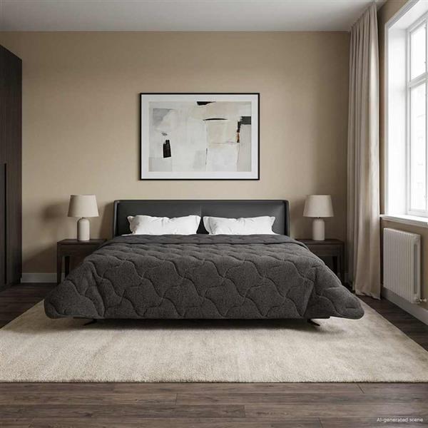 Grote foto vidaxl vol jaar dekbed gekwilt antraciet 200 x 240 cm huis en inrichting bedden