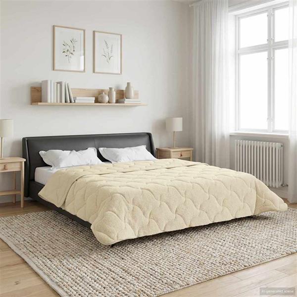 Grote foto vidaxl zomer dekbed cr me 240 x 260 cm microfiber en teddy fleece huis en inrichting bedden