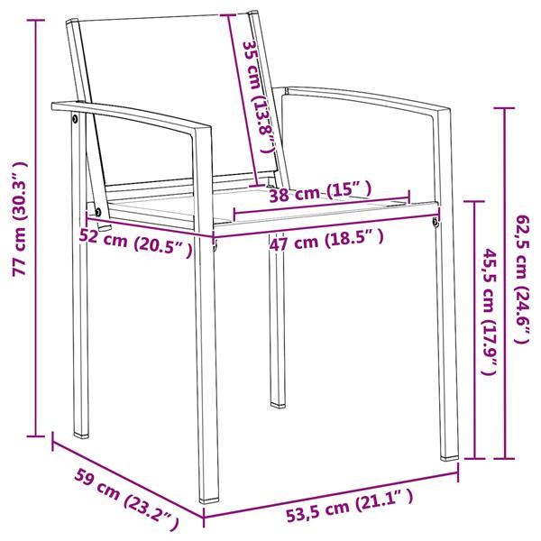 Grote foto vidaxl tuinstoelen 2 pcs zwart en anthraciet 53 5 x 59 x 77 cm tuin en terras tuinmeubelen