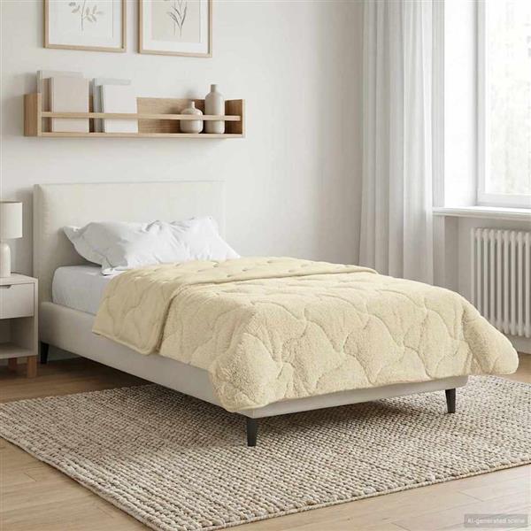 Grote foto vidaxl zomer dekbed cr me 155 x 220 cm microfiber en teddy fleece huis en inrichting bedden